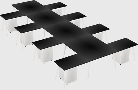 Shared l-shaped office desk system
