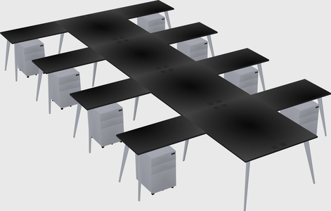 Shared l-shaped office desk system