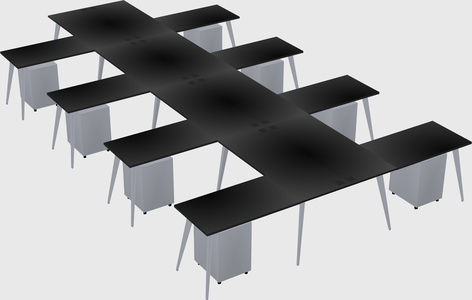 Shared l-shaped office desk system