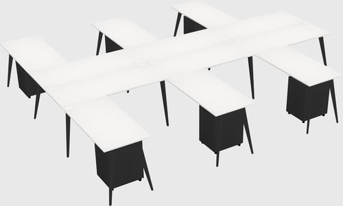 Shared l-shaped office desk system