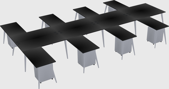 Shared l-shaped office desk system