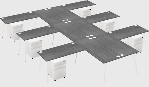 Shared l-shaped office desk system