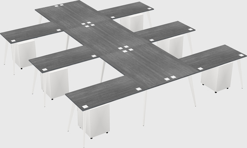 Shared l-shaped office desk system