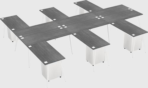 Shared l-shaped office desk system