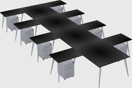 Shared l-shaped office desk system
