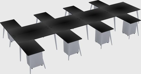 Shared l-shaped office desk system