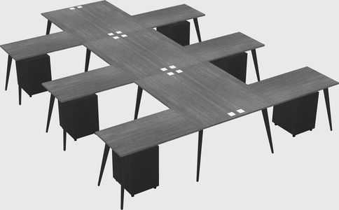 Shared l-shaped office desk system