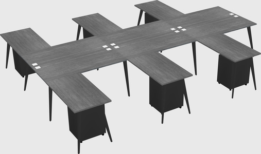 Shared l-shaped office desk system