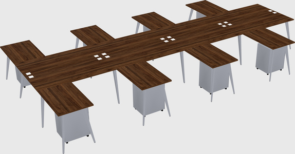 Shared l-shaped office desk system