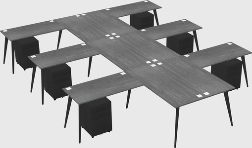 Shared l-shaped office desk system