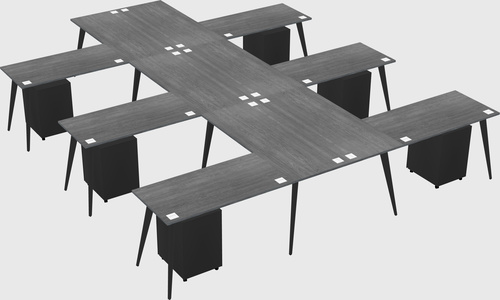 Shared l-shaped office desk system