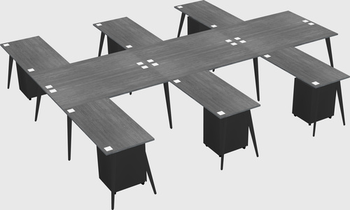 Shared l-shaped office desk system