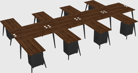 Shared l-shaped office desk system