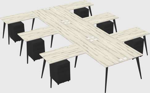 Shared l-shaped office desk system
