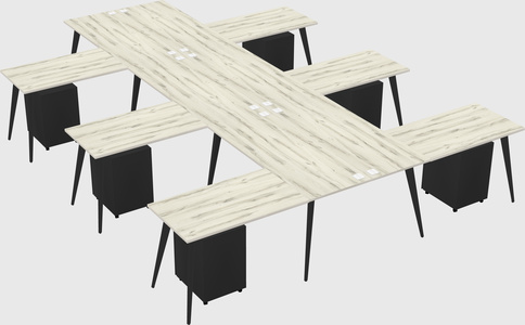 Shared l-shaped office desk system