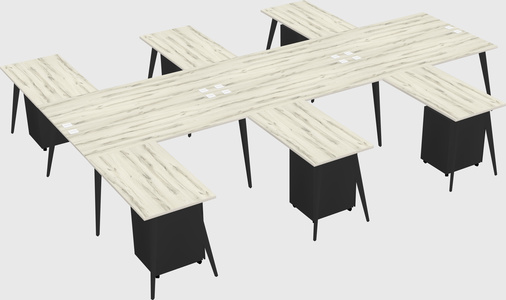 Shared l-shaped office desk system