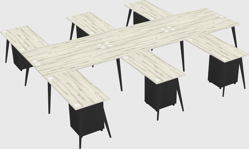 Shared l-shaped office desk system
