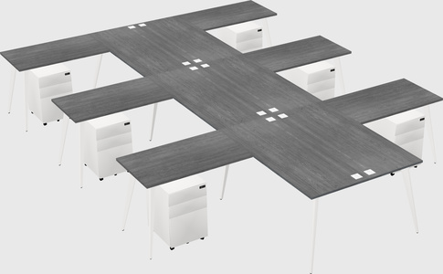 Shared l-shaped office desk system