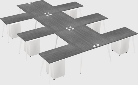 Shared l-shaped office desk system
