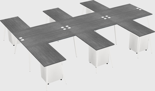 Shared l-shaped office desk system