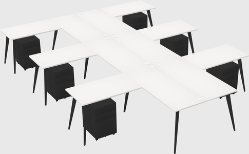 Shared l-shaped office desk system