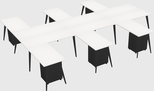 Shared l-shaped office desk system