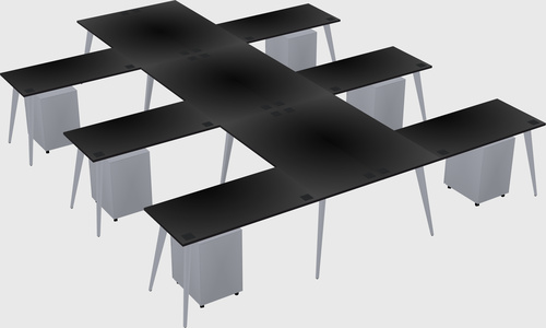 Shared l-shaped office desk system