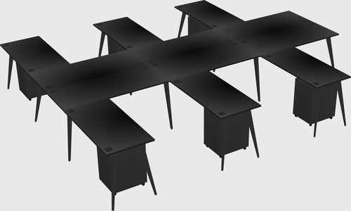 Shared l-shaped office desk system