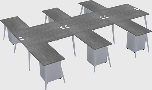 Shared l-shaped office desk system