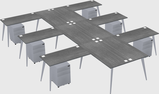 Shared l-shaped office desk system