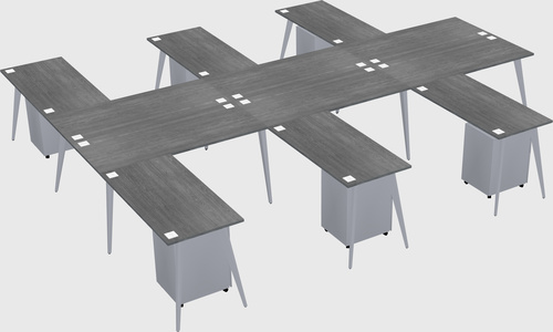 Shared l-shaped office desk system