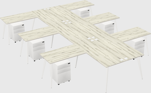 Shared l-shaped office desk system