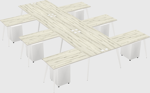 Shared l-shaped office desk system