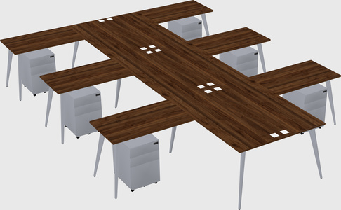 Shared l-shaped office desk system