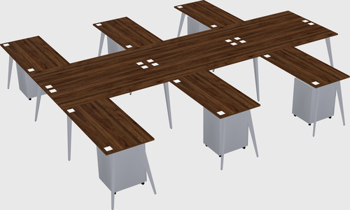 Shared l-shaped office desk system