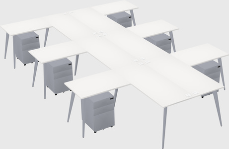Shared l-shaped office desk system