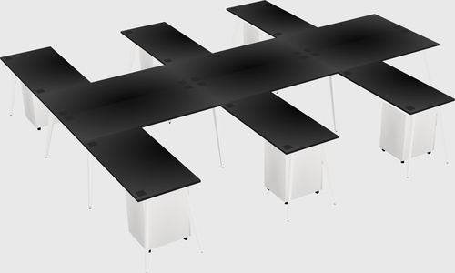 Shared l-shaped office desk system
