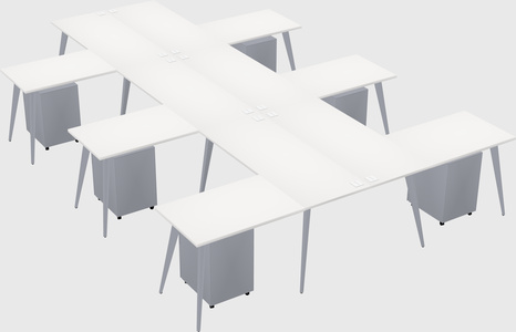 Shared l-shaped office desk system