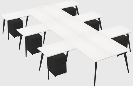 Shared l-shaped office desk system