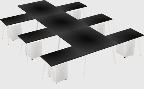 Shared l-shaped office desk system
