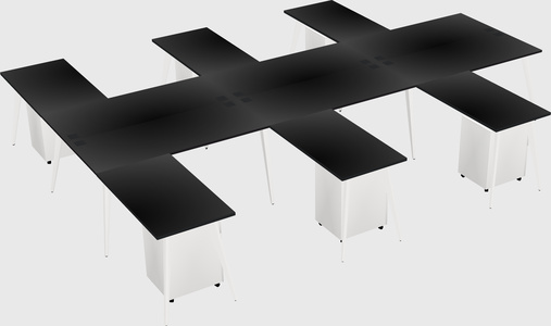Shared l-shaped office desk system