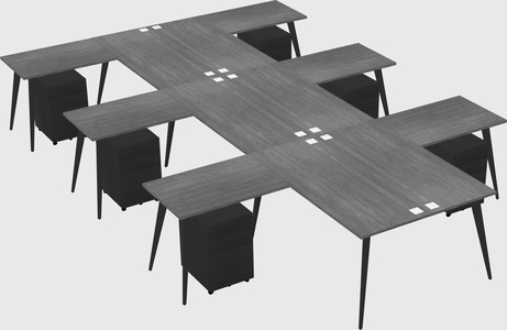 Shared l-shaped office desk system
