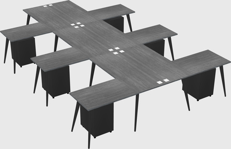 Shared l-shaped office desk system