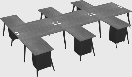 Shared l-shaped office desk system