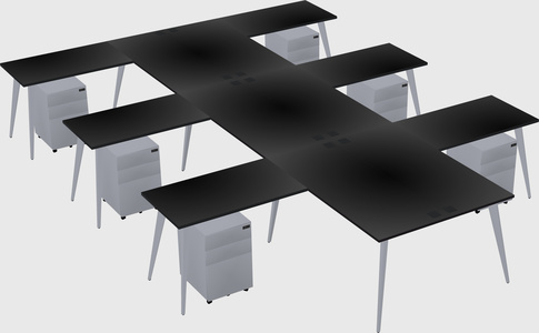 Shared l-shaped office desk system