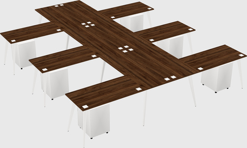 Shared l-shaped office desk system