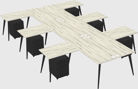 Shared l-shaped office desk system