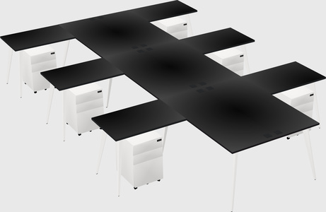 Shared l-shaped office desk system
