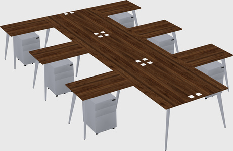 Shared l-shaped office desk system