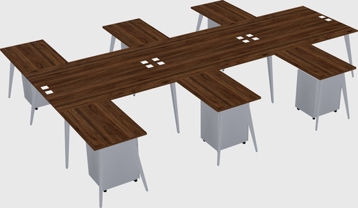 Shared l-shaped office desk system